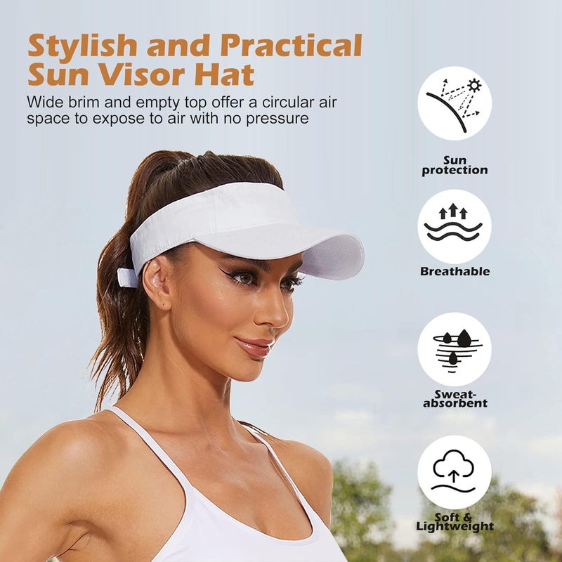 Zando Sun Visor Hats for Women - Sports Quick Dry Adjustable Unisex Cap for Golf Tennis Pickleball Vacation Outfit for Beach - Image 2